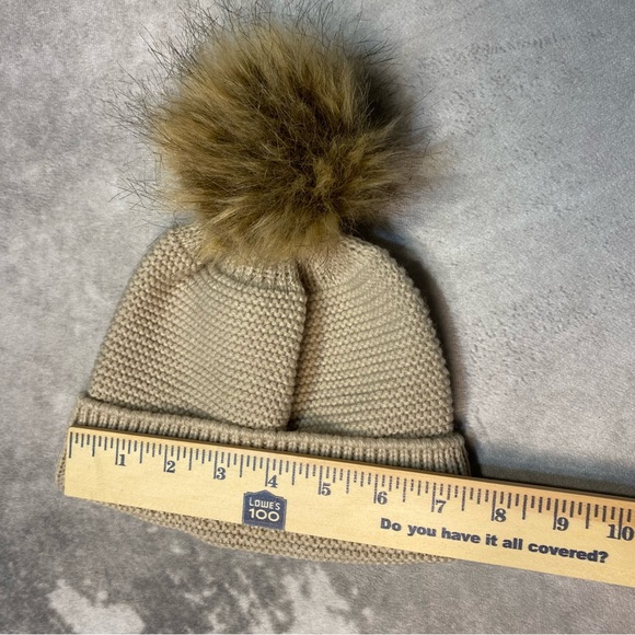 Gertex Twin Pom Pom Faux Fur Beanie Hat Lot 2 Toddler Little Kids Tan & Gray - Picture 5 of 11